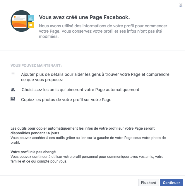 Migrer profil page Facebook 1